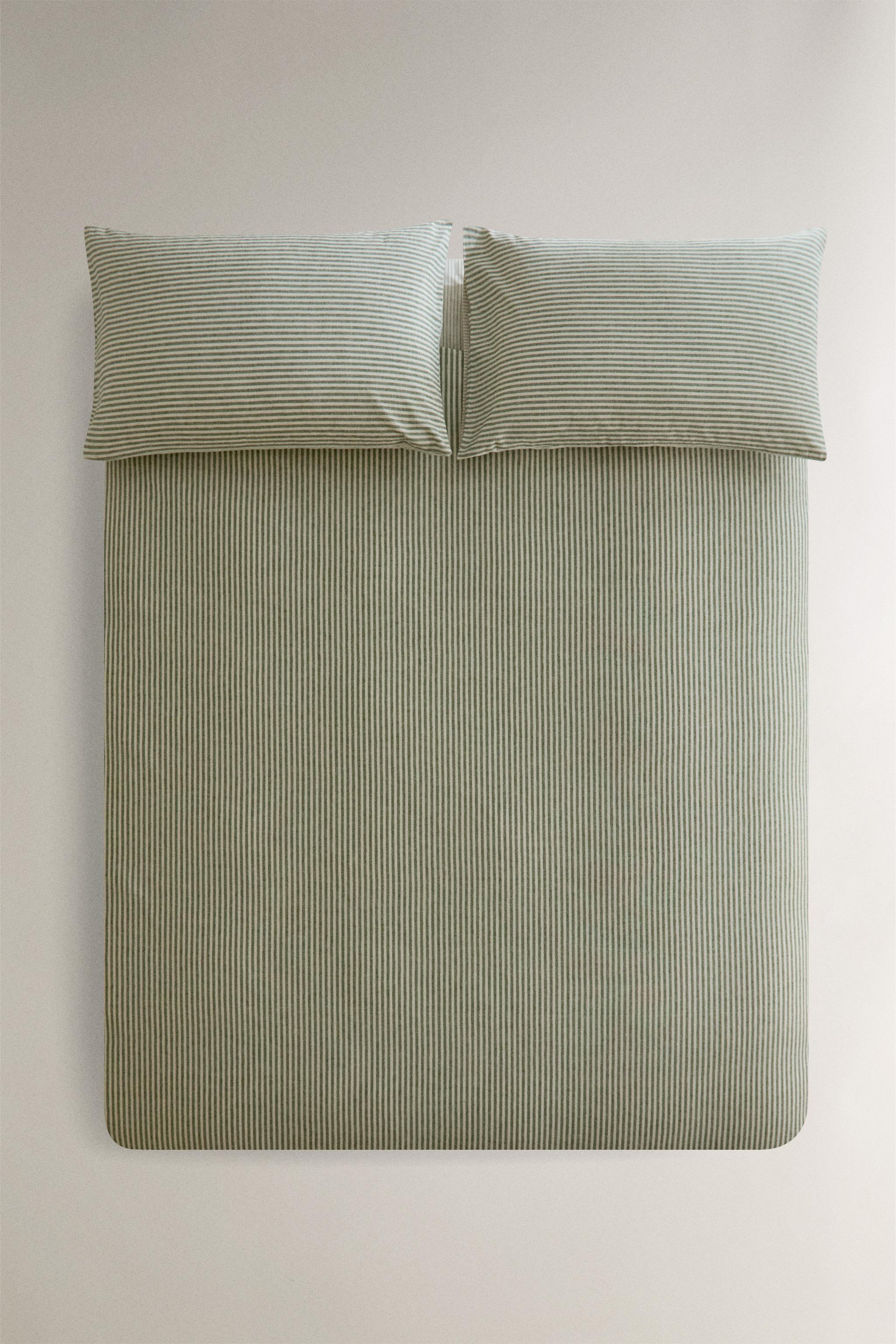 HOUSSE DE COUETTE FLANELLE RAYURES RÉVERSIBLE